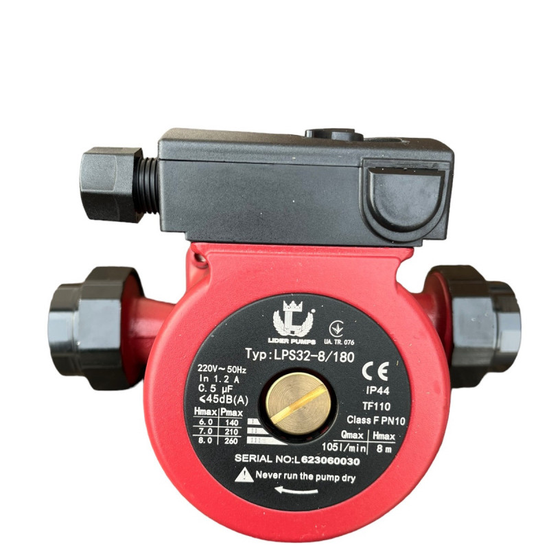 Насос циркуляційний "Lider Pumps" LPS 32-80-180 з гайками, (мідна обмотка), Польща