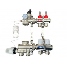 Колектор для теплої підлоги з нижнім під'єднанням у зборі на 2 контури "EUROPRODUCT" латунний.