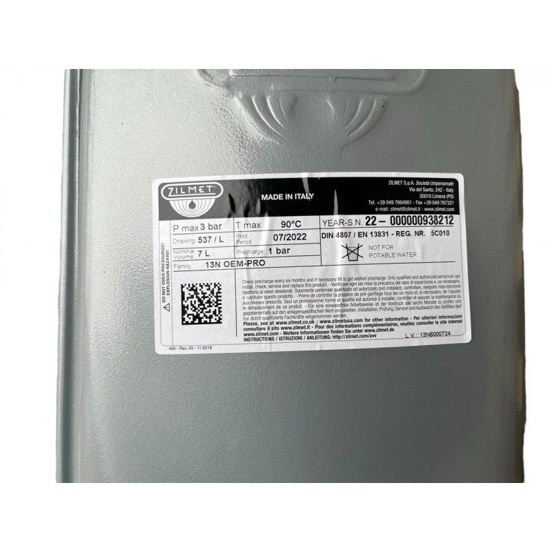 Бак розширювальний 7 літрів, плоский, (3/8), "Zilmet" Італія