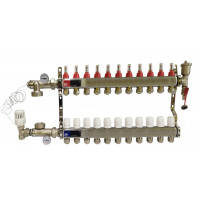 Колектор для теплої підлоги у зборі на 11 контурів, "Europroduct" НЕРЖАВІЙКА