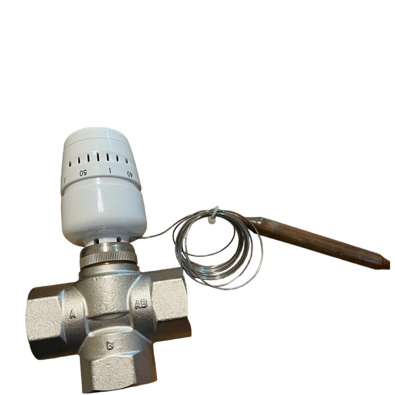 Термостатичний триходовий змішувальний клапан (DN 25) + Термоголовка (20-60°С), "Europroduct" Чехія