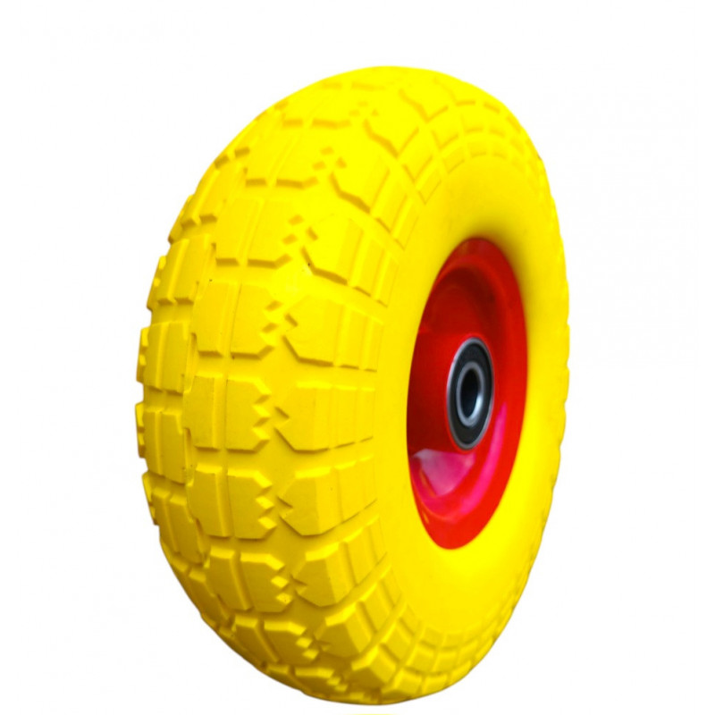 Колесо на тачку 3.50-4 (4.10/3.50/4) пінополіуретанове, діаметром 250 мм, під вісь Ø20мм