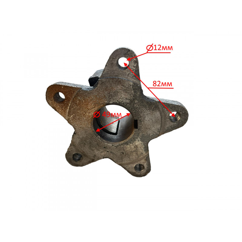 Ступиця колеса на мінітрактор 12-15 к.с, на 5 болтів, вал-49мм