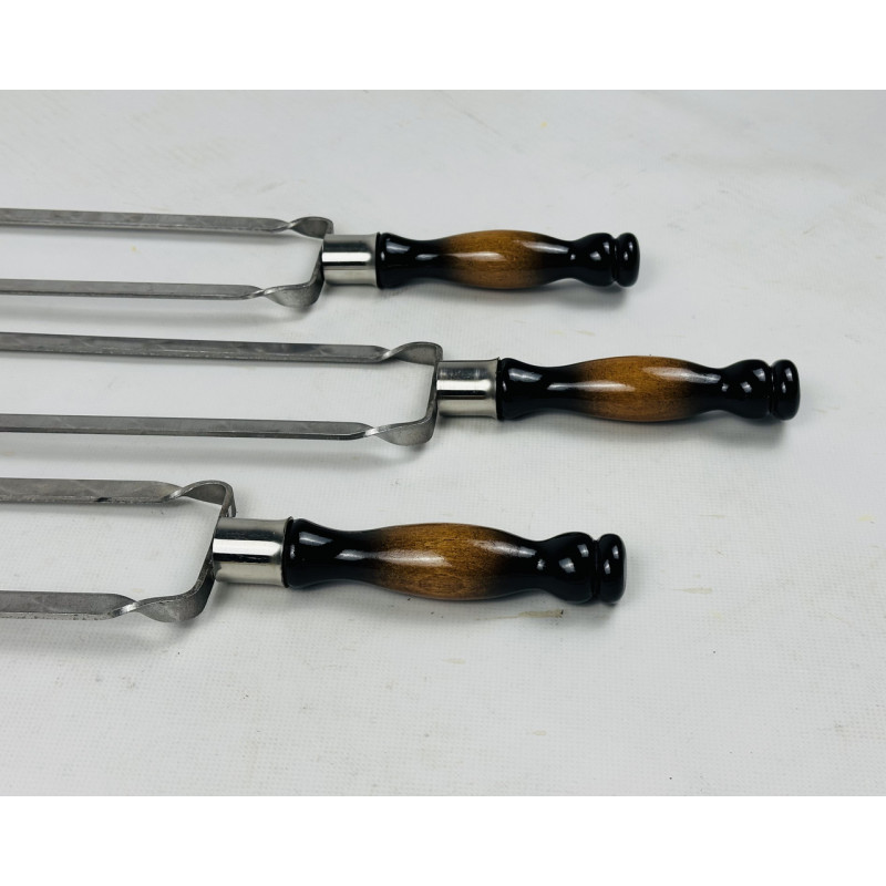 Подвійний шампур ПРЕМІУМ, з деревяною ручкою