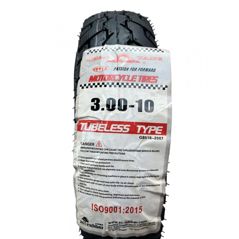 Покришка 3.00-10 (17х3.0) камерна (TT), 4PR, Load Range B, "Chao Yang"