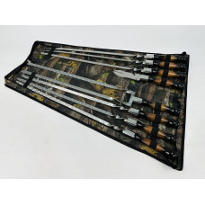 Набір шампурів в чохлі ПРЕМІУМ, (6 штук, подвійний шампур, вилка-ніж для зняття + чохол)