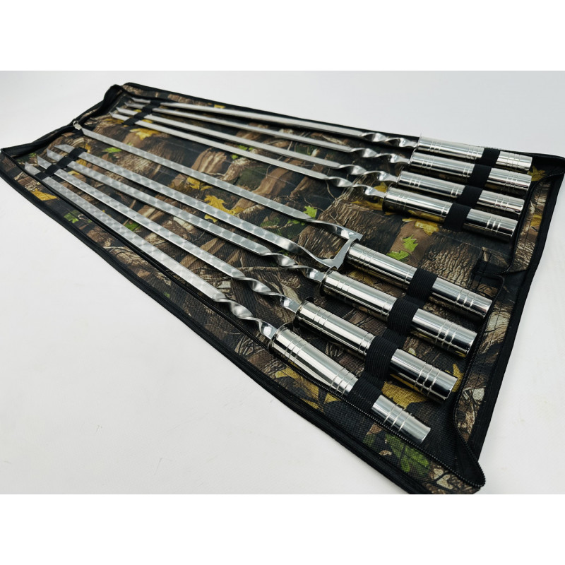 Набір шампурів в чохлі СРІБЛО, (7 штук, подвійний шампур + чохол)