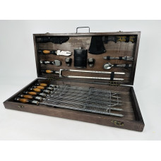 Подарунковий набір для пікніка ПРЕМІУМ, ручної роботи (шампура і аксесуари)