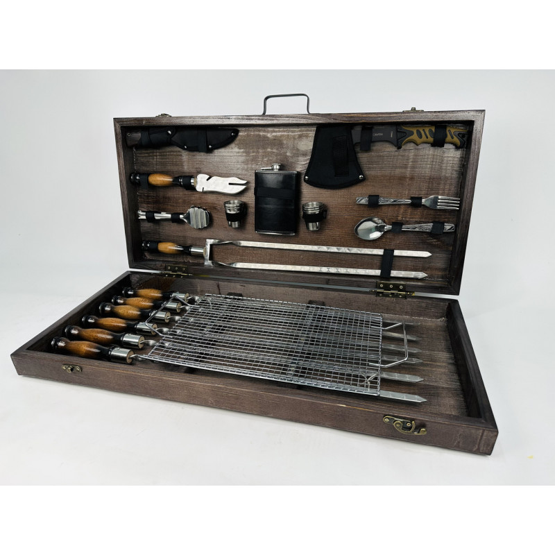 Подарунковий набір для пікніка ПРЕМІУМ, ручної роботи (шампура і аксесуари)