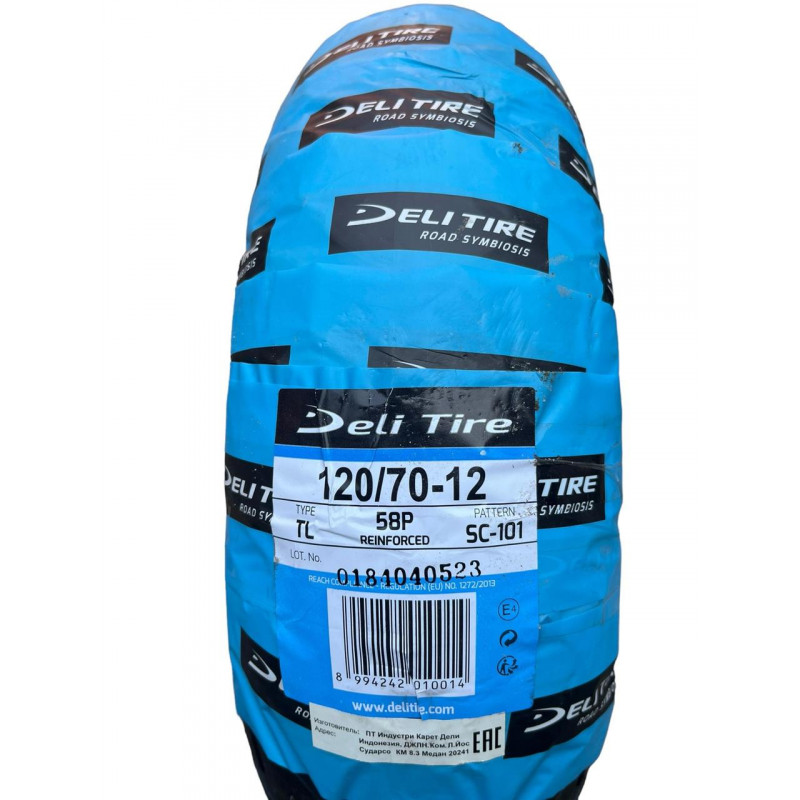 Мотошина 120/70-12 58P (TL) 4PR, Load Range "B", "Deli Tire" SC-101