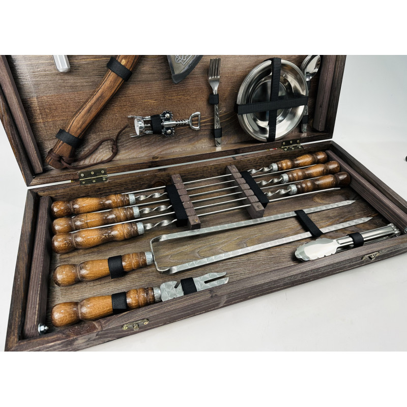 Подарунковий набір для пікніка Кизляр MAX, ручної роботи (шампура і аксесуари)