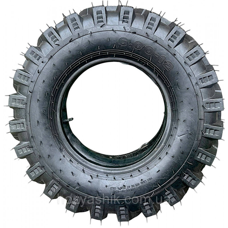 Шина з камерою 6.00-12 (12PR) на мотоблок, мінітрактор, Max.Load 405 кг, 48 шипів