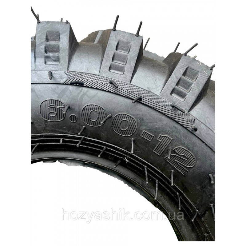 Шина з камерою 6.00-12 (12PR) на мотоблок, мінітрактор, Max.Load 405 кг, 48 шипів