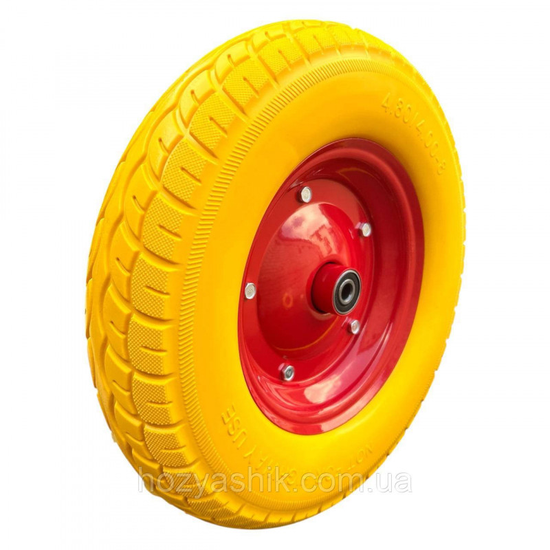 Колесо на тачку пінополіуретанове 4.00-8 (4.80/4.00-8) діаметр 380мм, під вісь 12мм