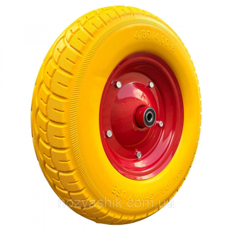 Колесо на тачку пінополіуретанове 4.00-8 (4.80/4.00-8) діаметр 380мм, під вісь 12мм