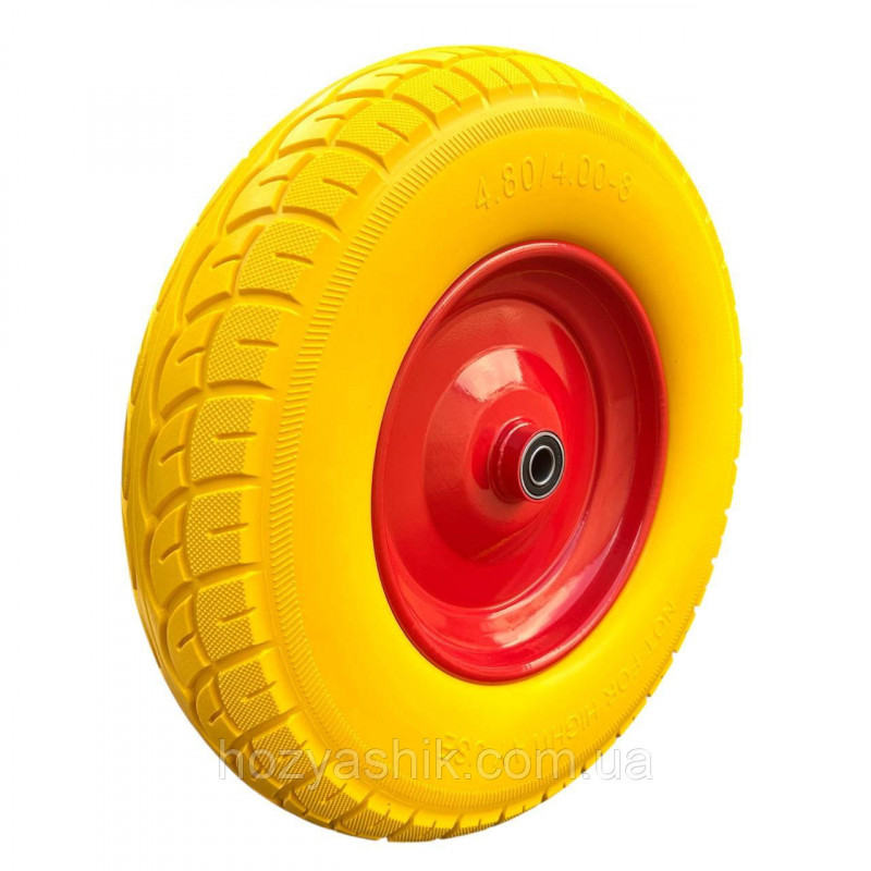 Колесо на тачку пінополіуретанове 4.00-8/16 мм (4.80/4.00-8) діаметром 390 мм