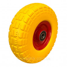 Колесо на тачку 3.50-4 (4.10/3.50/4) пінополіуретанове, діаметром 250 мм, під вісь Ø20мм