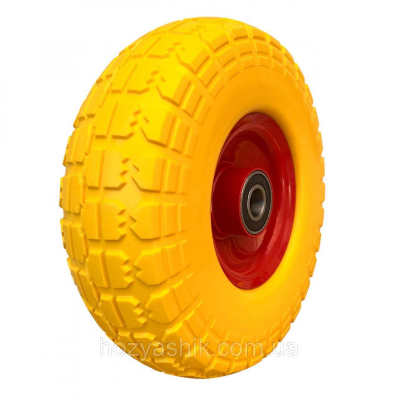 Колесо на тачку 3.50-4 (4.10/3.50/4) пінополіуретанове, діаметром 250 мм, під вісь Ø20мм