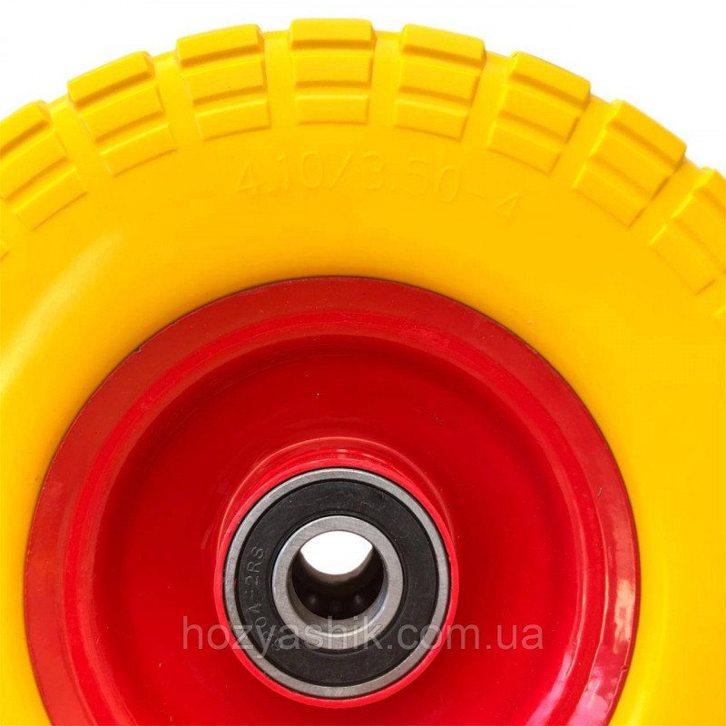 Колесо на тачку 3.50-4 (4.10/3.50/4) пінополіуретанове, діаметром 250 мм, під вісь Ø20мм