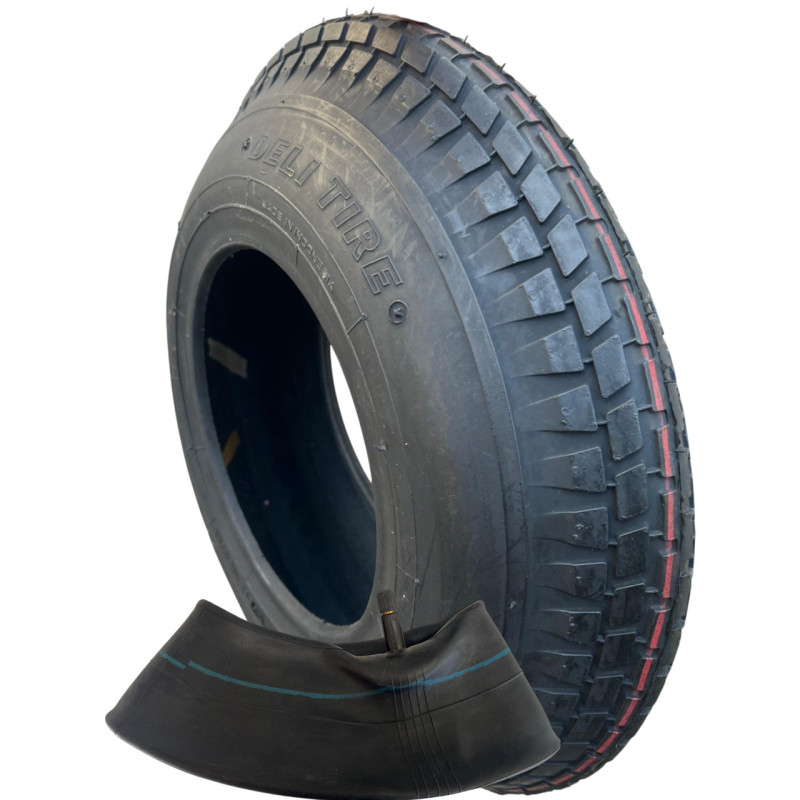 Покрышка с камерой 4.00-8 (4.80/4.00-8) на тачке 4PR усилена Deli Tire