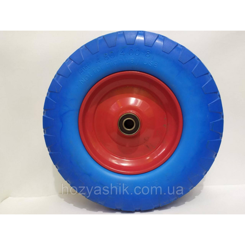 Колесо на тачку пінополіуретанове 4.00-8/16 мм (4.80/4.00-8) діаметром 390 мм