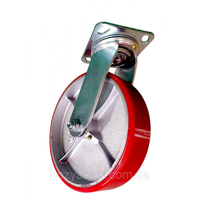 Колесо 200 мм поворотне, чавун/поліуретан, навантаження до 500 кг