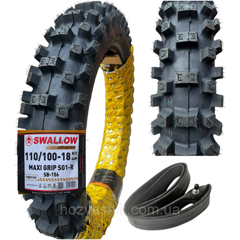 Кроссовая мотошина с камерой 110/100-18 ( аналог 4.25-18) 4PR SWALLOW MAXI GRIP