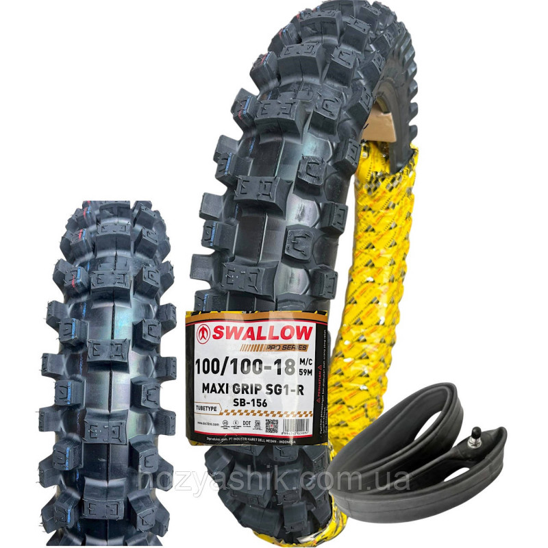 Кросова мотошина з камерою 100/100-18 (4.10-18/4.00-18) 4PR SWALLOW MAXI GRIP