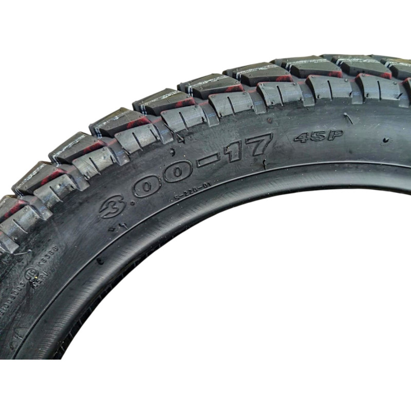 Мотошина з камерою 3.00-17 (90/90-17) 45Р 4PR (TT) "Deli Tire" INVADER (Індонезія)