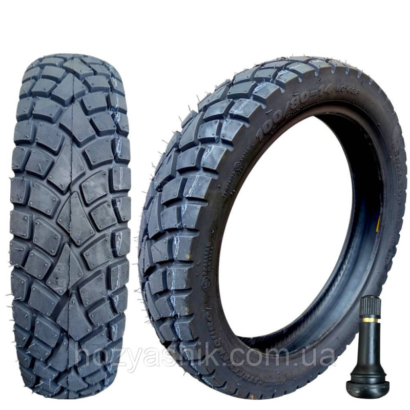 Бескамерная мотошина 100/80-14 (аналог 3.50-14) 4PR SWALLOW Street Enduro с вентилем TR 414